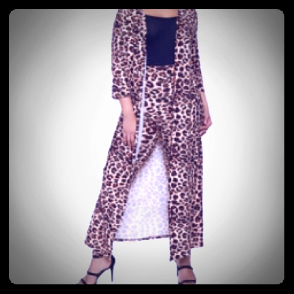 Animal Print Duster and Leggings Set